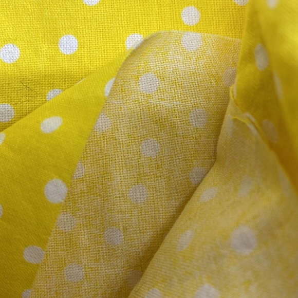 100% cotton Fabric, yellow w/ white Polka Dot! New! Laundered & Pressed, 2 Yards - Picture 3 of 5